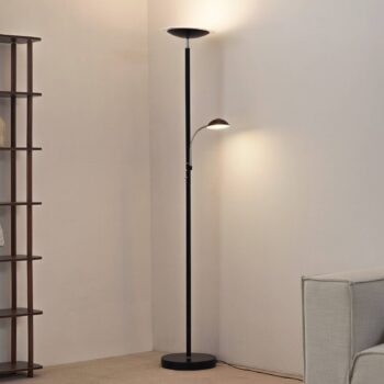 Lindby LED stropná podložka Malea, 180 cm, čierna, čítacie rameno