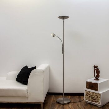 Lindby LED stropná podložka Malea, 180 cm, nikel, čítacie rameno
