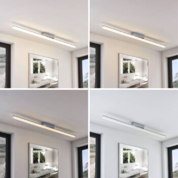 Lindby LED stropné kúpeľňové svietidlo Levke, 116 cm, stmievateľné, IP44