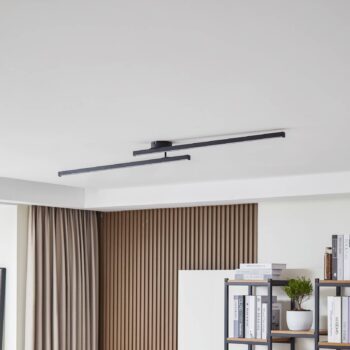 Lindby LED stropné svietidlo Aurendor, 135 cm, čierna farba, kov