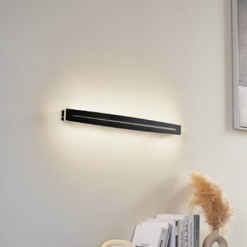 Lindby LED stropné svietidlo Benario, čierne, hliník, 80 cm