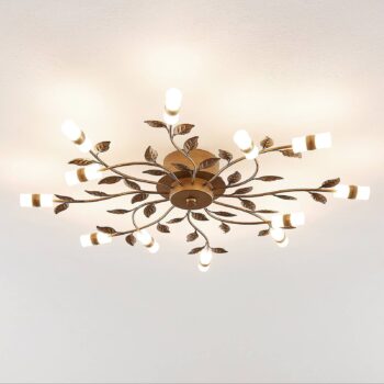 Lindby LED stropné svietidlo Bentas, bronz, kov, Ø 80cm