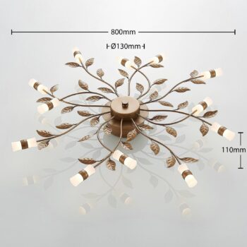 Lindby LED stropné svietidlo Bentas, bronz, kov, Ø 80cm