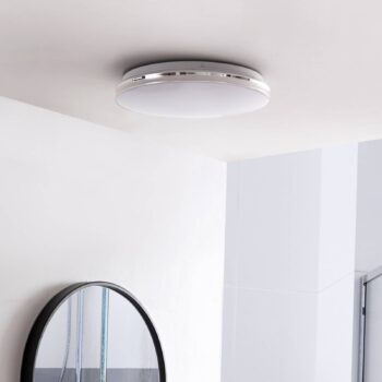 Lindby LED stropné svietidlo Comora, Ø 35 cm, biele, IP44, 3000K