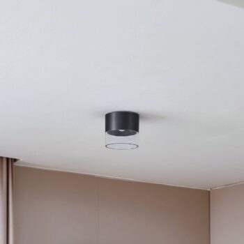 Lindby LED stropné svietidlo Dalila, čierne, Ø 10 cm, hliník