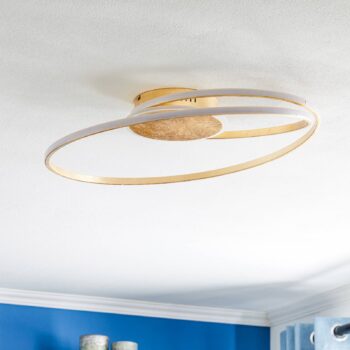 Lindby LED stropné svietidlo Dorle, Ø 60 cm, zlatá farba, hliník