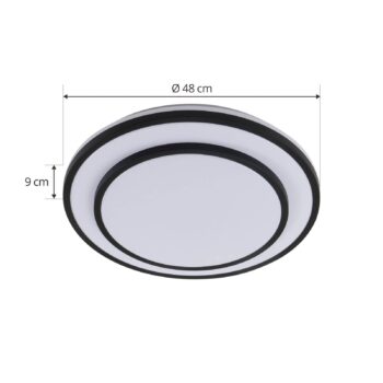 Lindby LED stropné svietidlo Duala, čierne, RGB, CCT, diaľkové ovládanie