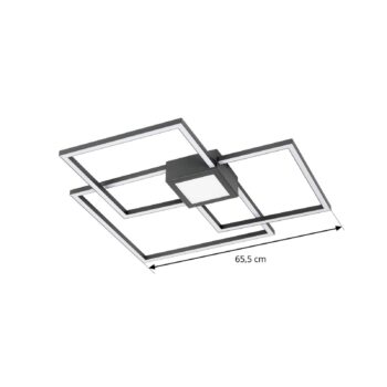 Lindby LED stropné svietidlo Duetto, 65 cm, antracit, 38 W, hliník