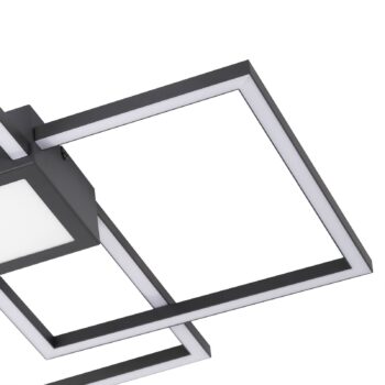 Lindby LED stropné svietidlo Duetto, 65 cm, antracit, 38 W, hliník