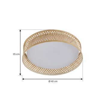 Lindby LED stropné svietidlo Eilif, bambus, Ø 40 cm