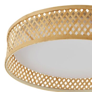 Lindby LED stropné svietidlo Eilif, bambus, Ø 40 cm