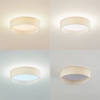 Lindby LED stropné svietidlo Eilif, látka, biela, Ø 40 cm, CCT