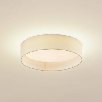 Lindby LED stropné svietidlo Eilif, látka, biela, Ø 40 cm, CCT