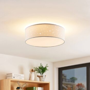 Lindby LED stropné svietidlo Ellamina, 40 cm, biela, textil