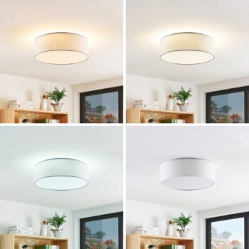 Lindby LED stropné svietidlo Ellamina, 40 cm, biela, textil
