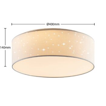 Lindby LED stropné svietidlo Ellamina, 40 cm, biela, textil