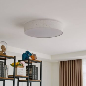Lindby LED stropné svietidlo Ellamina, Ø 60 cm, biela, textil