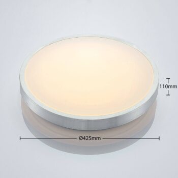 Lindby LED stropné svietidlo Emelie, Ø 42 cm, farba hliníka, kov