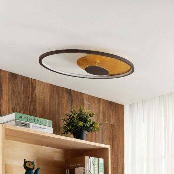 Lindby LED stropné svietidlo Feival, 61 cm, hrdzavé/zlaté, stmievateľné