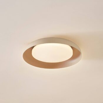 Lindby LED stropné svietidlo Florie, béžová farba, kov, Ø 40 cm