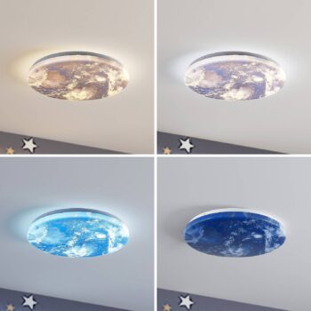 Lindby LED stropné svietidlo Gaios Ø 38 cm, modré, CCT, stmievateľné
