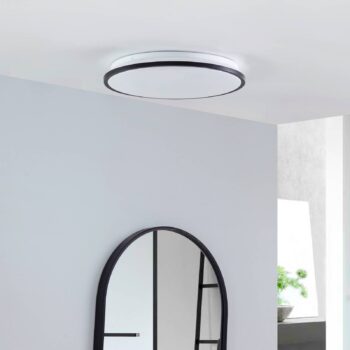 Lindby LED stropné svietidlo Glane, Ø 38 cm, čierna/biela, IP44