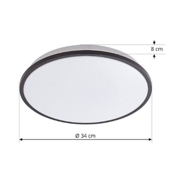 Lindby LED stropné svietidlo Glane, Ø 38 cm, čierna/biela, IP44