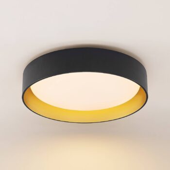 Lindby LED stropné svietidlo Gracjan, čierna farba, kov, CCT, Ø45cm
