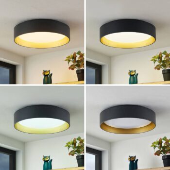 Lindby LED stropné svietidlo Gracjan, čierna farba, kov, CCT, Ø45cm