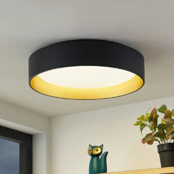 Lindby LED stropné svietidlo Gracjan, čierna farba, kov, CCT, Ø45cm