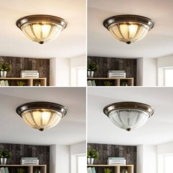 Lindby LED stropné svietidlo Henja, starožitná mosadz, Ø 32 cm, stmievateľné