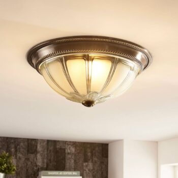 Lindby LED stropné svietidlo Henja, starožitná mosadz, Ø 32 cm, stmievateľné