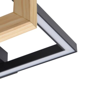 Lindby LED stropné svietidlo Holamu, 46 cm, čierna farba, drevo, kov