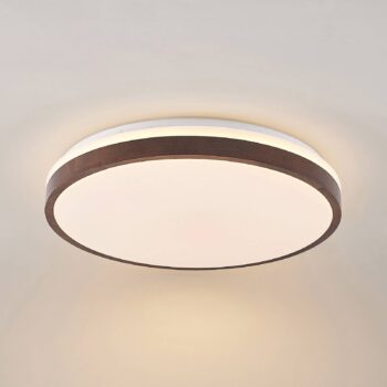 Lindby LED stropné svietidlo Hudsona, Ø 49 cm, drevo, hnedá
