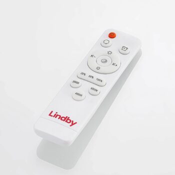 Lindby LED stropné svietidlo Hudsona, Ø 49 cm, drevo, hnedá