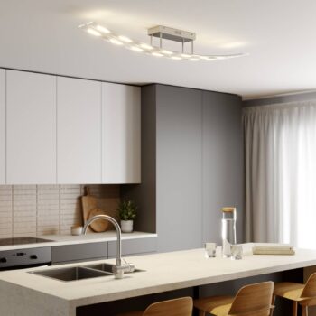 Lindby LED stropné svietidlo Jarda, sklo, dĺžka 134 cm, stmievateľné