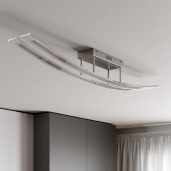 Lindby LED stropné svietidlo Jarda, sklo, dĺžka 134 cm, stmievateľné
