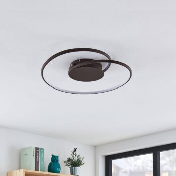 Lindby LED stropné svietidlo Joline, Ø 45 cm, hrdzavohnedá farba, kov