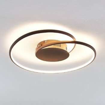 Lindby LED stropné svietidlo Joline, Ø 45 cm, hrdzavohnedá farba, kov