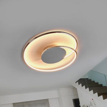 Lindby LED stropné svietidlo Joline, Ø 46 cm, chrómová farba, kov