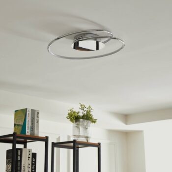Lindby LED stropné svietidlo Joline, Ø 46 cm, chrómová farba, kov