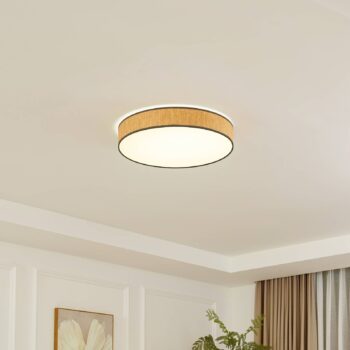 Lindby LED stropné svietidlo Jutis, béžová farba, morské riasy, Ø 50 cm
