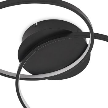 Lindby LED stropné svietidlo Kateryna, čierne, Ø 60 cm, stmievateľné