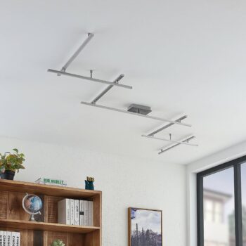 Lindby LED stropné svietidlo Kerem, 345 cm, farba niklu, kov