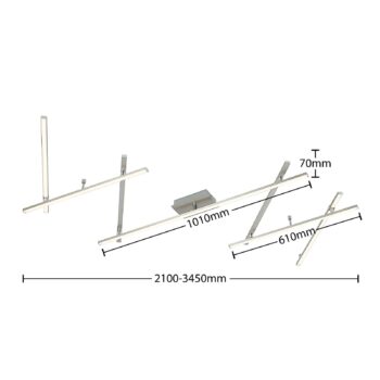 Lindby LED stropné svietidlo Kerem, 345 cm, farba niklu, kov