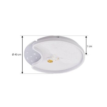 Lindby LED stropné svietidlo Kosmo, 40 cm, biele, kov, mesiac