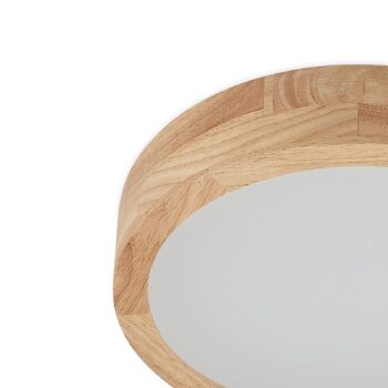 Lindby LED stropné svietidlo Lanira, Ø 30 cm, drevo, diaľkové ovládanie, CCT