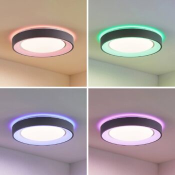 Lindby LED stropné svietidlo Lindum, RGB, CCT, diaľkové ovládanie, stmievateľné