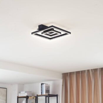 Lindby LED stropné svietidlo Madamo, čierne, 30 cm, 3000K, hliník