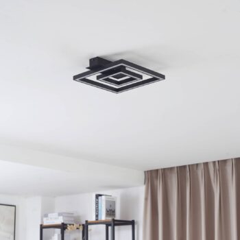 Lindby LED stropné svietidlo Madamo, čierne, 30 cm, 3000K, hliník